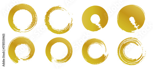 金色の筆で書いた金の丸8個セット