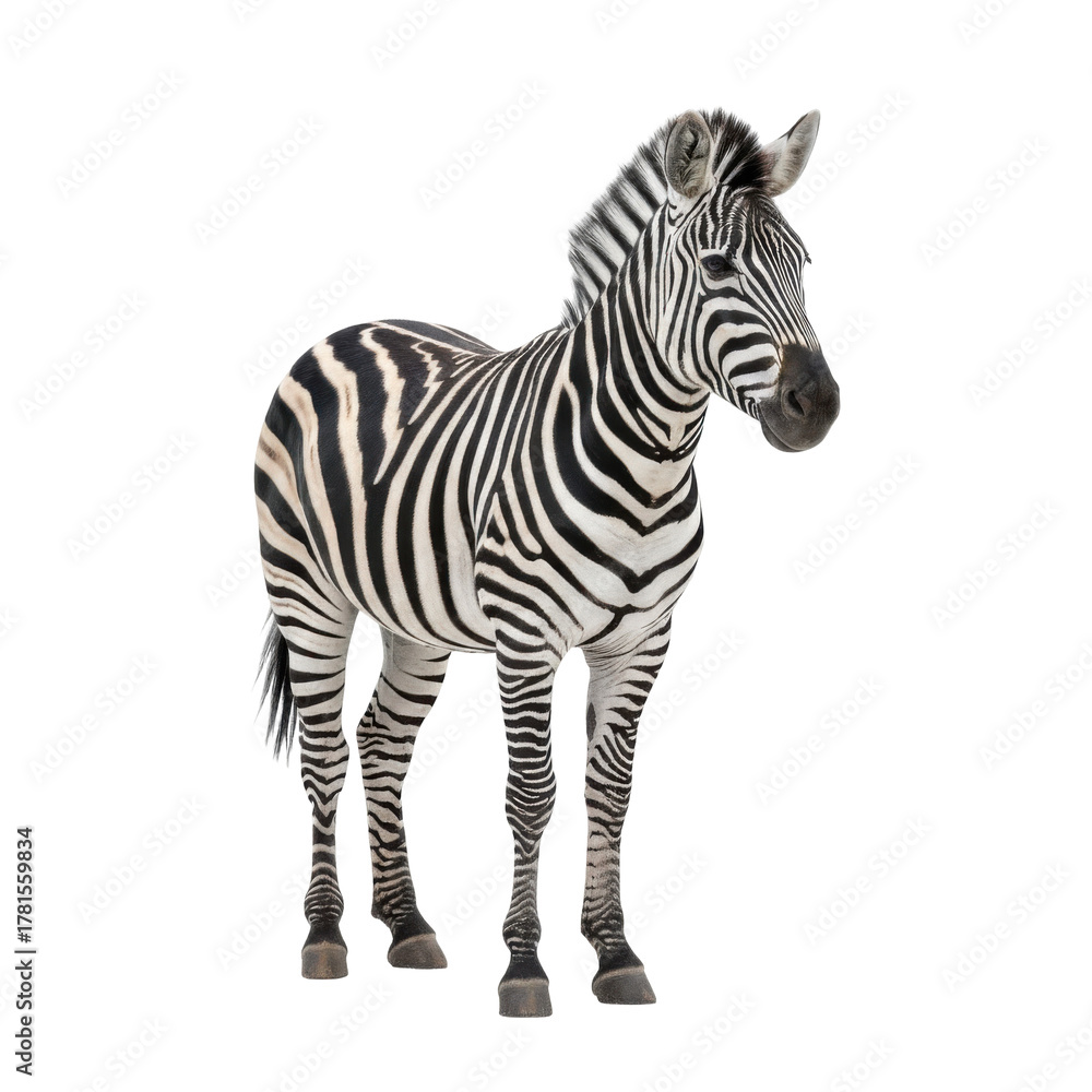 Fototapeta premium Striking Zebra Portrait, A Captivating Glimpse into the World of Wildlife and its Unique Beauty