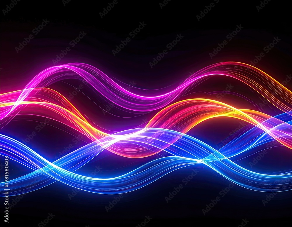 Fototapeta premium Abstract glowing wavy lines in vibrant colors (1)