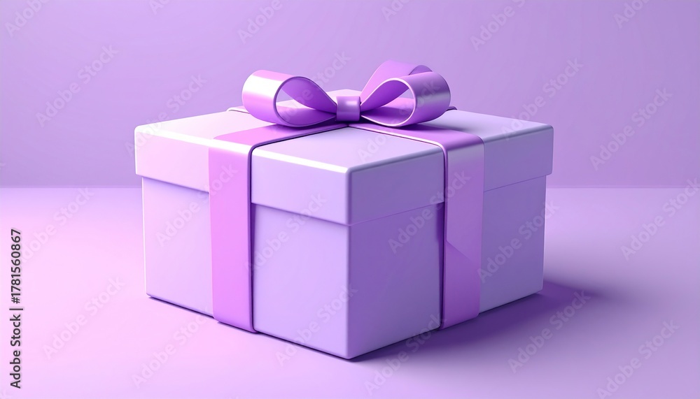 Obraz premium Elegant Lavender Gift Box with Ribbon and Bow.