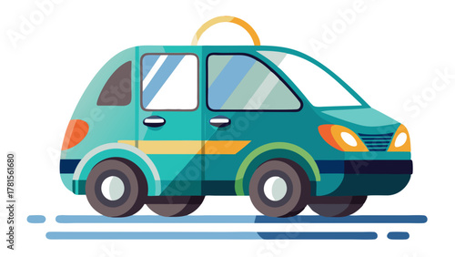 Teal cartoon taxi car
