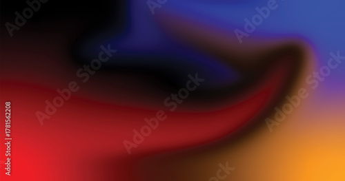 Abstract colorful lines in a flowing, rainbow pattern create a vibrant theater curtain backdrop design with a dramatic dark velvet texture