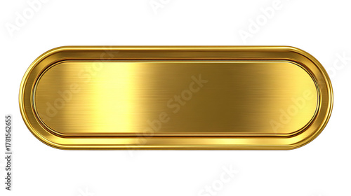 Gold metal plate with place for text isolated on white background. 3D 
