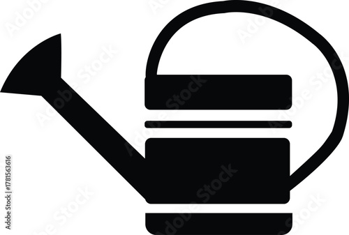 Black silhouette of a watering can on a white background , watering can, garden, plant, water, liquid