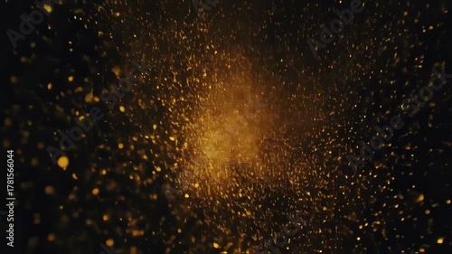 Golden Particle Explosion: Dynamic Abstract Background with Glittering Light Effects
