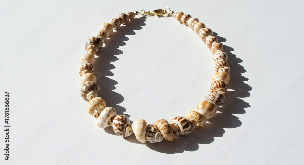 Obraz premium Elegant seashell necklace handcrafted with natural beach treasures, perfect for summer fashion and coastal style inspiration