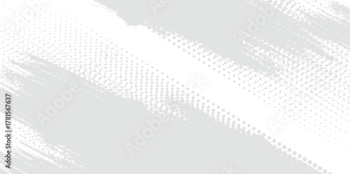 Abstract subtle gray grunge background with brush strokes and distressed halftone dots texture