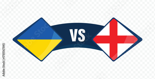 Ukraine vs England flags design for football or sport competition match background vector
