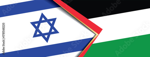 Israel and Palestine flags overlapping symbolizing the complex relationship and peace negotiations