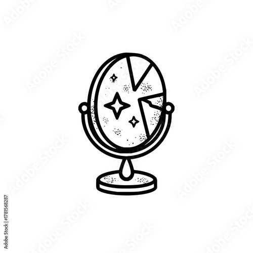 Vintage vanity mirror with stars illustration for makeup room decor and beauty product design concept art vector