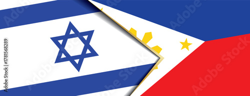 Israel and Philippines flags overlapping, symbolizing cooperation, alliance, and strong diplomatic relations between nations