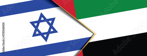 Israel and UAE flags overlapping, symbolizing new diplomatic era, technology, investment, and bilateral trade