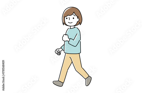 元気よく歩く女性