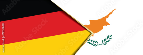 Germany and Cyprus flags overlapping, symbolizing European Union ties, Mediterranean travel, trade, and cooperation