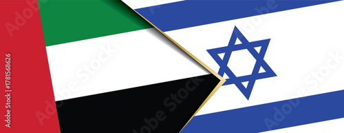 UAE and Israel flags overlapping, symbolizing the Abraham Accords, new diplomacy, trade, and peace
