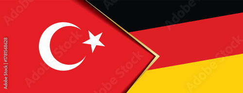 Turkey and Germany flags overlapping, symbolizing migration, strong economic ties, culture, and diplomatic relations