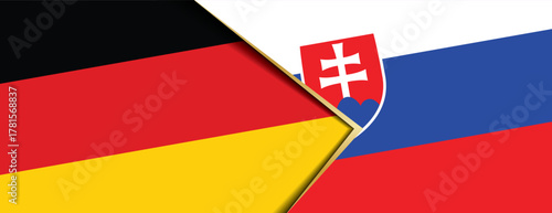 Germany and Slovakia flags overlapping, representing Central European cooperation, business, diplomacy, and alliance