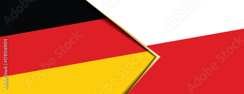 Germany and Poland flags overlapping, symbolizing strong partnership, business relations, diplomacy, and European cooperation