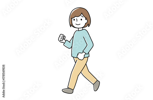 元気よく大股で歩く女性