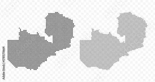 Zambia map set made of small black dots, modern dotted vector graphics on transparent background
