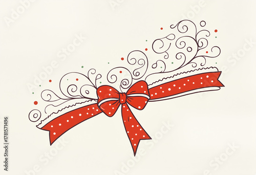 hand drawn christmas ribbon...