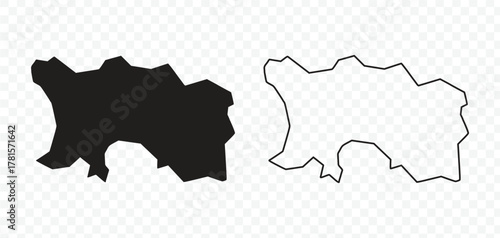 Vector black map of Jersey outline and silhouette isolated on transparent background design element