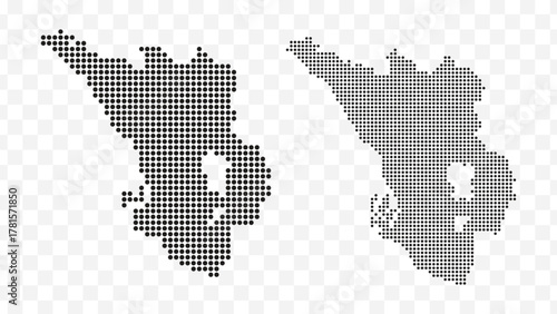 Black dotted map set of Selangor State Malaysia Modern vector illustration on transparent background