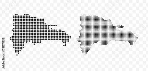 Black dotted map set of the Dominican Republic Modern vector illustration on transparent background