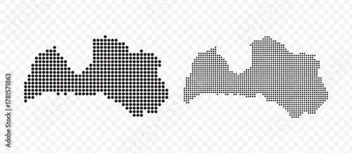 Black dotted map set of the Republic of Latvia Modern vector illustration on transparent background