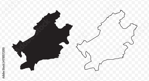 Vector map of Frankfurt am Main city in Germany, shown in black solid fill and outline