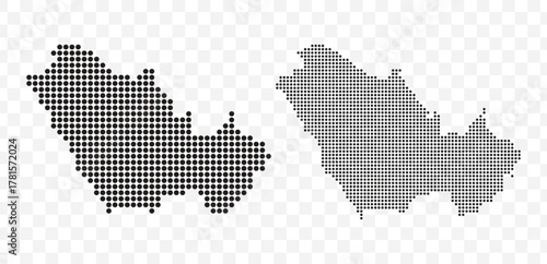 Black dotted map set of the Gulf Cooperation Council GCC countries Modern vector illustration on transparent background