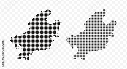 Black dotted map set of Frankfurt am Main city in Germany. Modern vector illustration