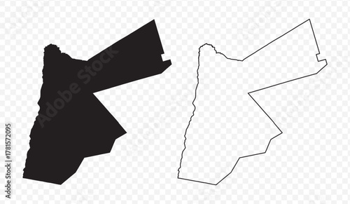 Detailed vector map of the Hashemite Kingdom of Jordan in solid black fill and outline