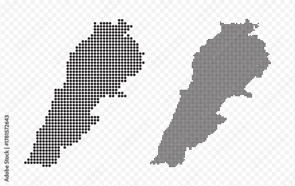 Naklejka premium Vector map illustration of Lebanon, showing dotted pattern and halftone style.