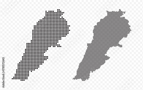 Vector map illustration of Lebanon, showing dotted pattern and halftone style.