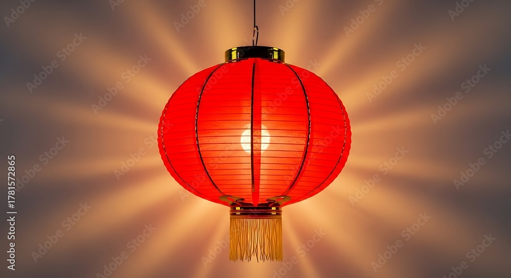Fototapeta premium Red Paper Lantern with Golden Trim