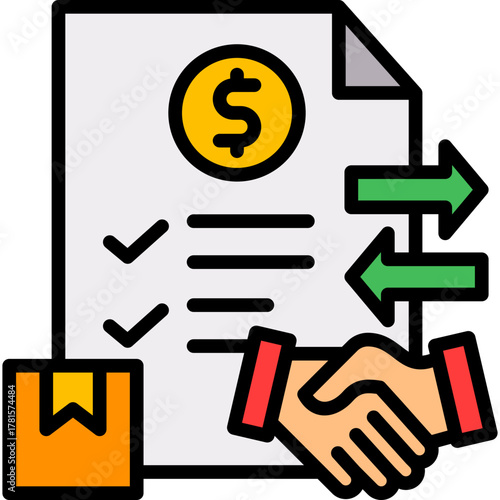 Trade Document lineal color icon