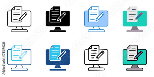 online learning icon set multiple style collection 
