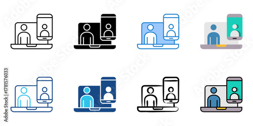 online meeting icon set multiple style collection 
