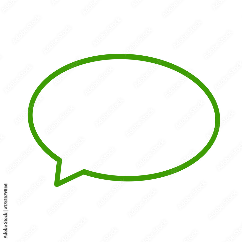 Fototapeta premium Simple black oval speech bubble for message and chat design / メッセージやチャットデザインに使えるシンプルな黒線楕円吹き出し