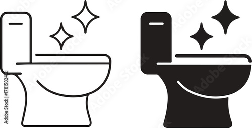 Toilet bowl, clean icon set, on white background