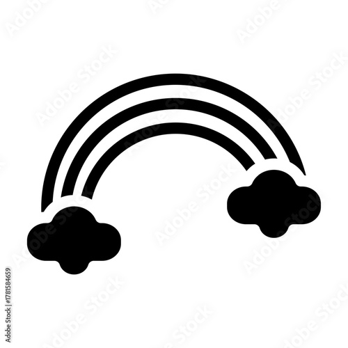 Glyph icon of rainbow symbolizing colorful childhood