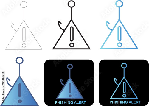 Phishing Alert Icon Set Modern & Minimalist Design for Digital Security Awareness