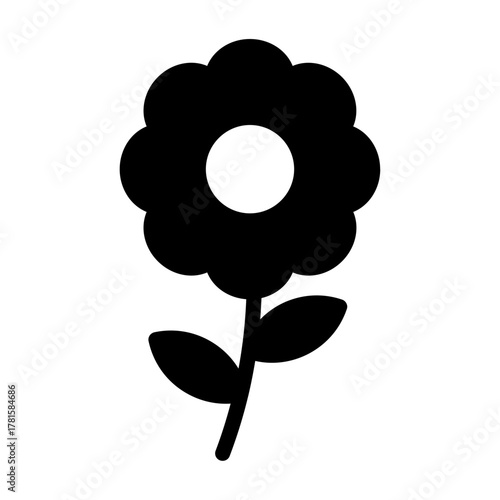Glyph icon of flower symbolizing innocence and joy
