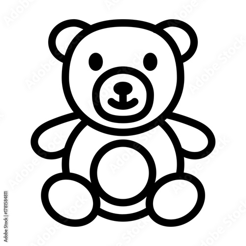 Line icon of teddy bear representing childhood comfort