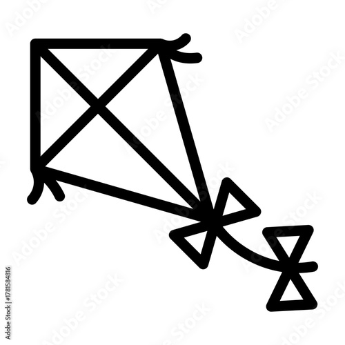 Line icon of kite symbolizing outdoor play and freedom