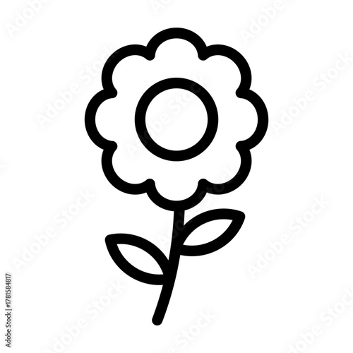 Line icon of flower symbolizing innocence and growth