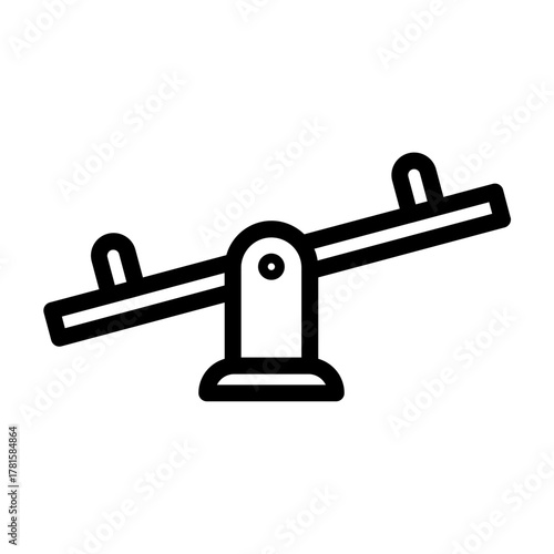 Line icon of seesaw representing childhood play and balance