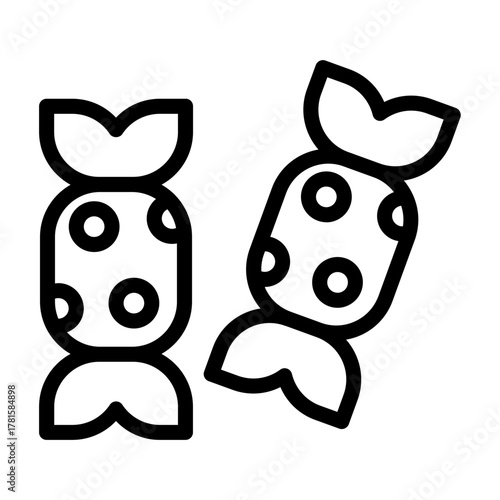 Line icon of candy representing sweetness and childhood happiness