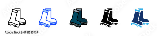 Safety Boots Icon Collection With Multiple Styles